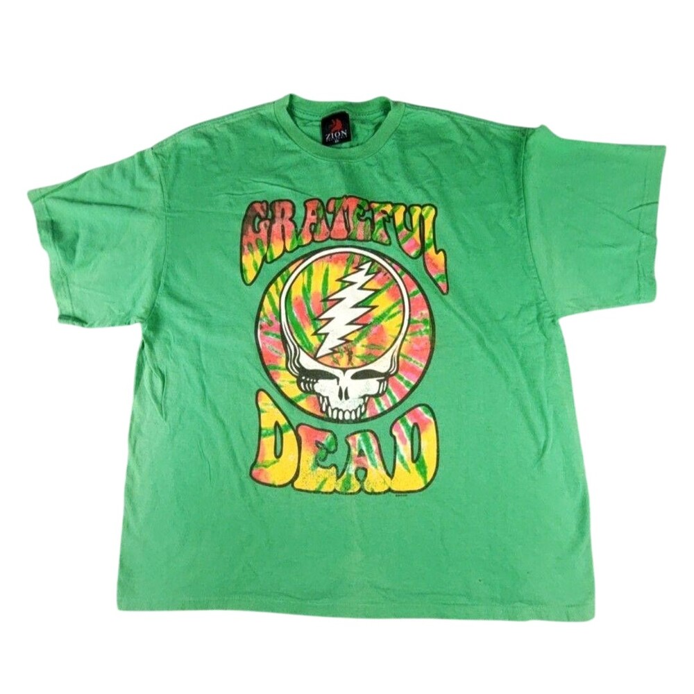 Grateful Dead Shirt Mens 2XL Green Zion Rootswear Steal Your Face Graphic Tee